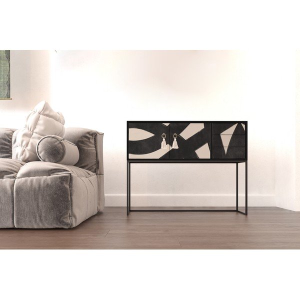 Нисък скрин в черно и бежово 113x92 cm Freya - Really Nice Things-image-3