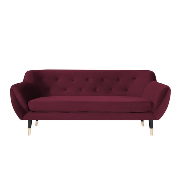 Виненочервен диван с черни крачета Mazzini Sofas Amelie, 188 cm