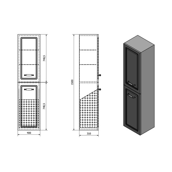 Бял шкаф за баня 40x150 cm Favolo – Sapho-image-4