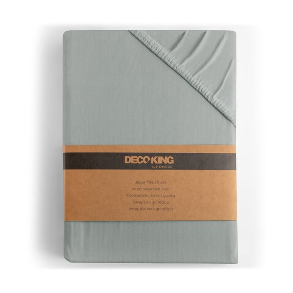 Светлосив еластичен чаршаф от джърси 220x200 cm Amber – Restilo-image-4