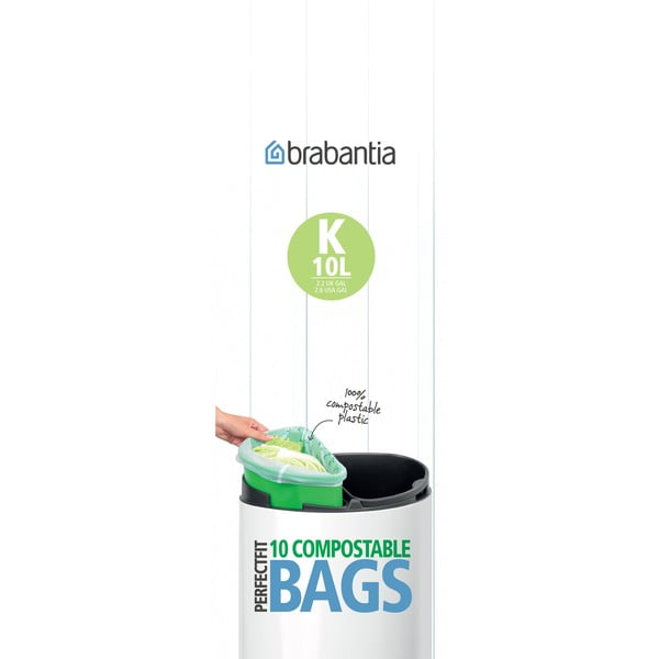 Компостируеми торбички за боклук в комплект от 10 бр. 10 l PerfectFit K – Brabantia