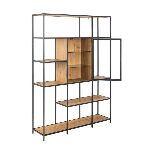 Библиотека от дъбов декор в естествен цвят 135x185 cm Seaford – Actona-image-3