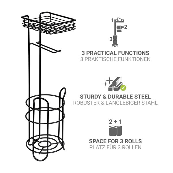 Черна стоманена поставка за тоалетна хартия – Wenko-image-2