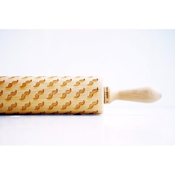 Дървен релефен валяк за тесто Mustache - Valek-image-1