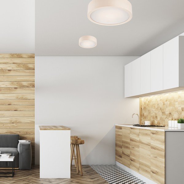 Бяло осветително тяло за таван със стъклен абажур ø 27 cm Eveline – LAMKUR-image-2