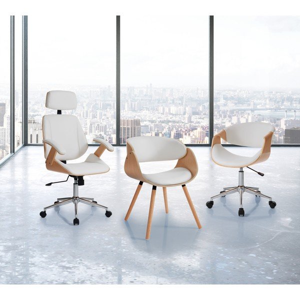 Бял офис стол от имитация на кожа Visby – Tomasucci-image-1