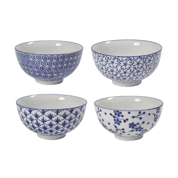 Sada 4 porcelánových misek Blue Bowls, 15 cm