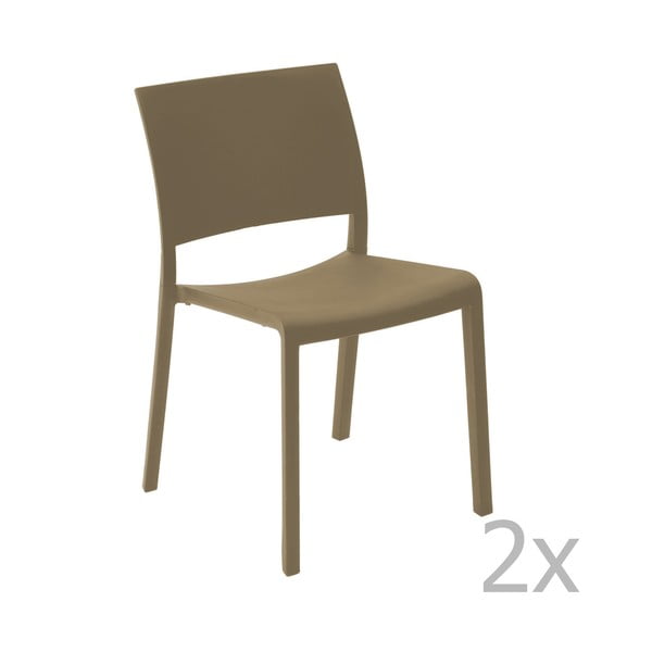 Комплект от 2 шоколадовокафяви градински трапезни стола Fiona - Resol