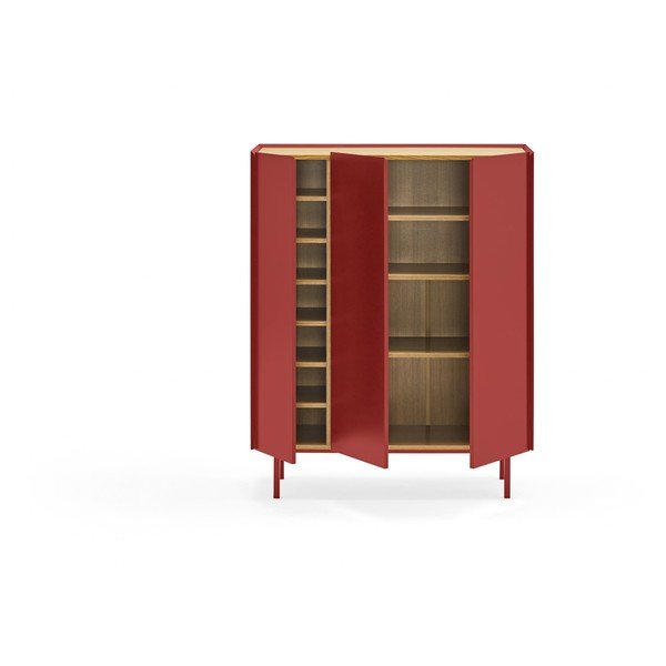 Червен  висок скрин от декор от дъб  95x120 cm Arista – Teulat-image-3