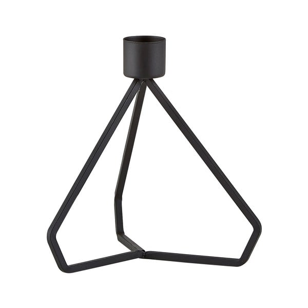 Черен метален свещник Триъгълник, височина 13 cm - KJ Collection
