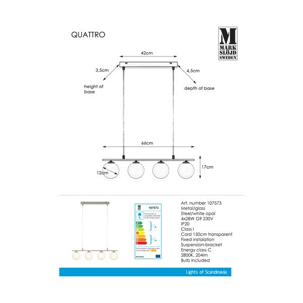 Метално висящо осветително тяло Quattro - Markslöjd-image-3