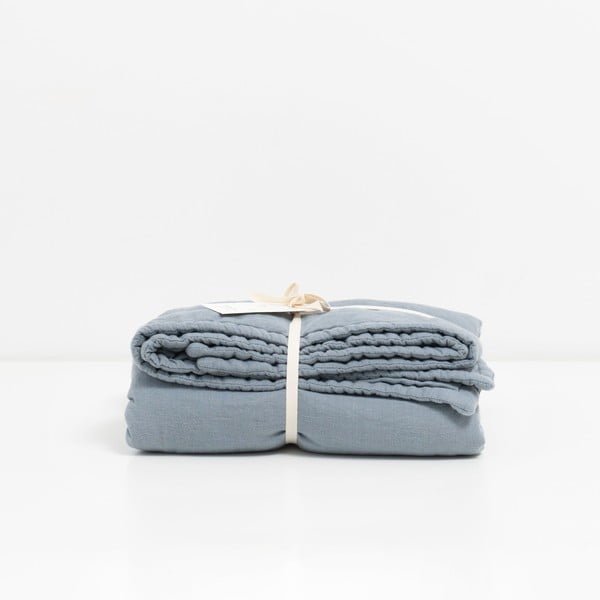 Синьо ленено бебешко одеяло 140x200 cm - Linen Tales