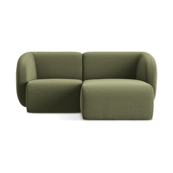 Зелен кадифен ъглов диван (десен ъгъл) Lani – Makamii