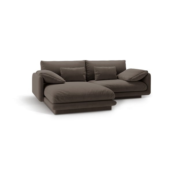 Кафяв кадифен ъглов диван (ляв ъгъл) Torino – Micadoni -image-2