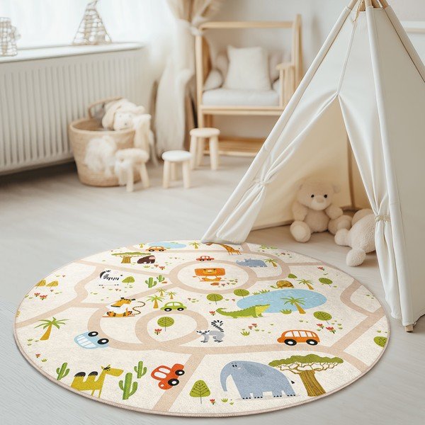 Детско килимче за игра подходящо за пране ø120 cm Savana Ride – Mila Home-image-1