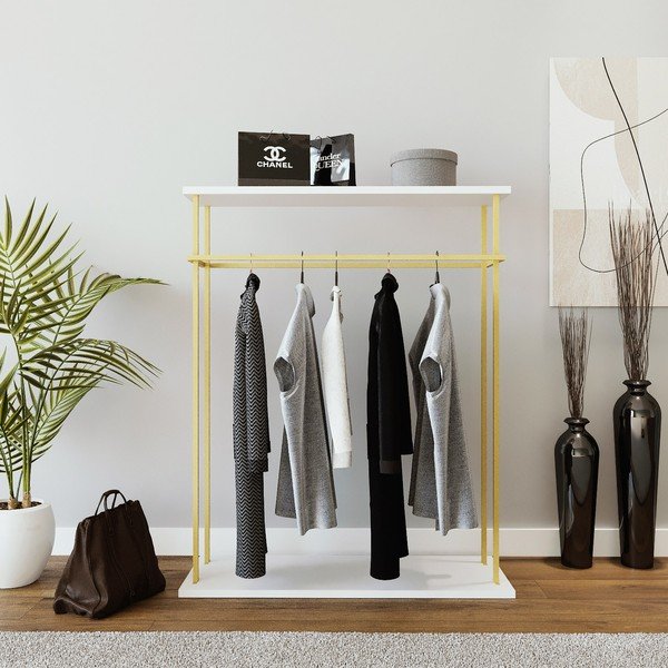 Бяла стойка за дрехи Wuppertal – Kalune Design-image-1