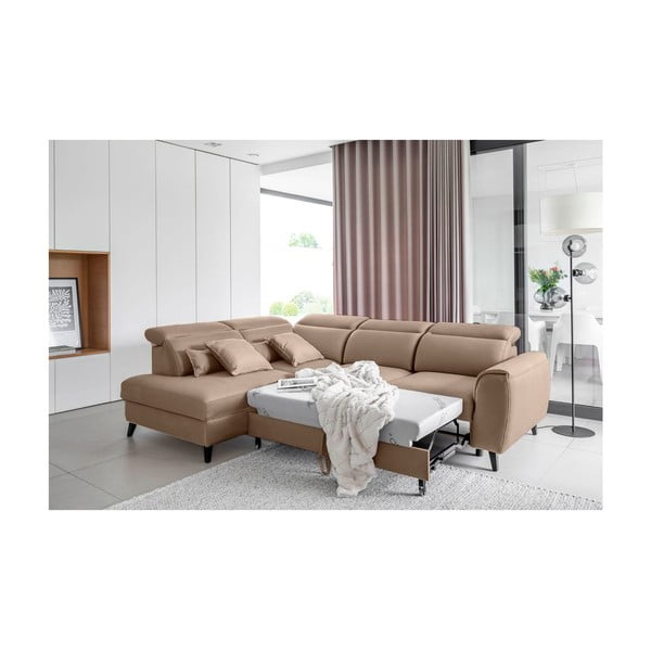 Светлокафяв кадифен разтегателен ъглов диван с място за съхранение (ляв ъгъл L форма) Noble – ELTAP-image-4