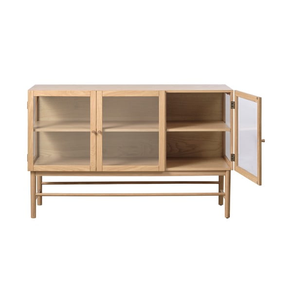 Витрина от дъбова дървесина в естествен цвят 88x140 cm Elba - Unique Furniture-image-3