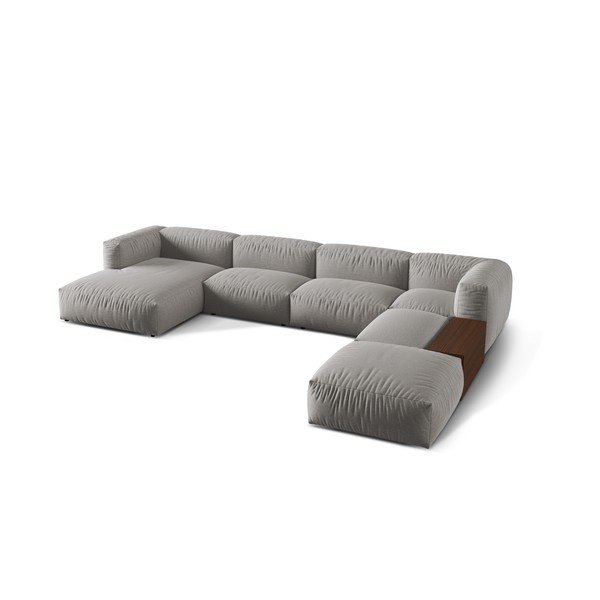 Светлосив модулен ъглов диван (десен ъгъл/U форма) Martina – Micadoni Home-image-1