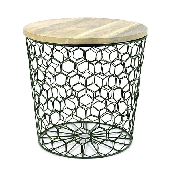 Zelený stolek se snímatelnou deskou z mangového dřeva HF Living Mesh