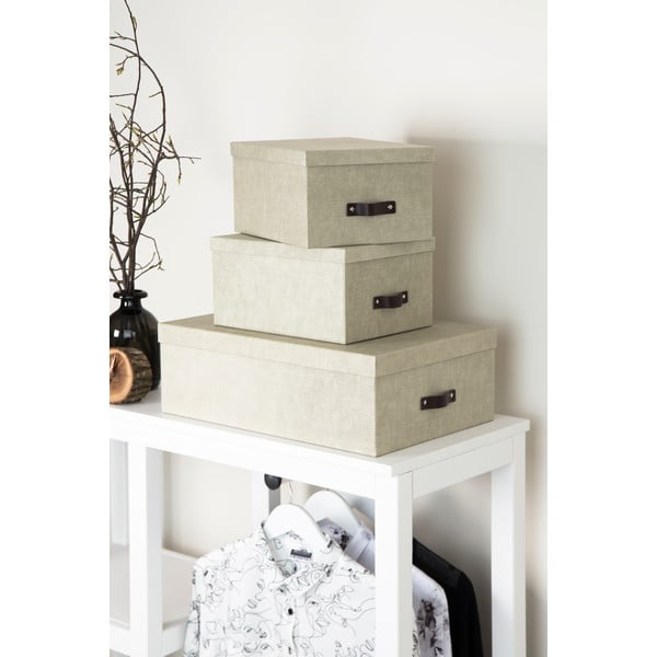 Комплект от 3 бежови кутии за съхранение Inge - Bigso Box of Sweden-image-3