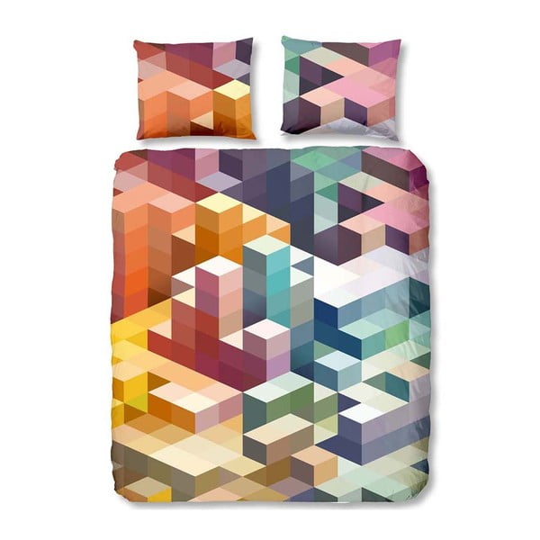 Barevné bavlněné povlečení na dvoulůžko Muller Textiels Cubes, 200 x 200 cm