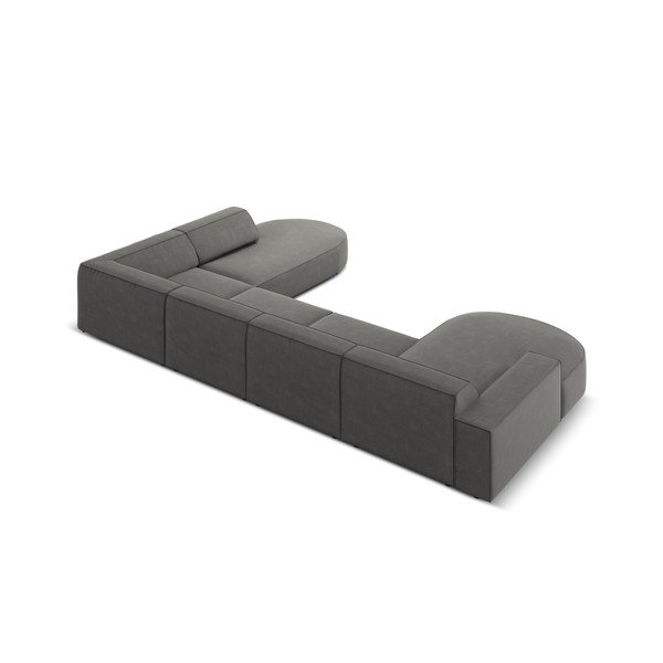 Ъглов диван от сиво кадифе (десен ъгъл) Jodie - Micadoni Home-image-3