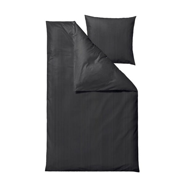 Тъмно сив чаршаф за единично легло от памук ранфорс Södahl Stripes, 140 x 220 cm Common - Södahl