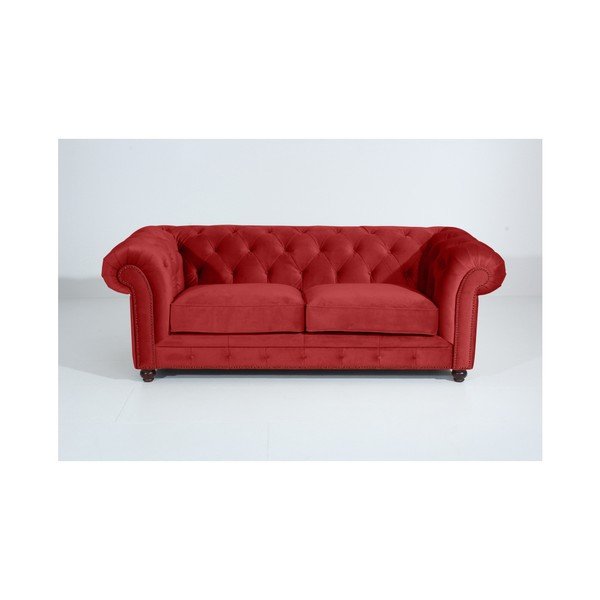 Cihlově červená pohovka Max Winzer Orleans Velvet, 216 cm