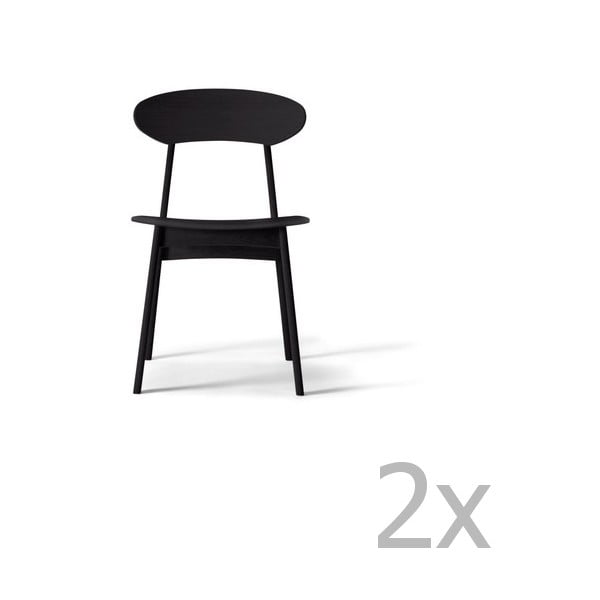 Комплект от 2 черни масивни дъбови трапезни стола WOOD AND VISION Chief - Wood and Vision