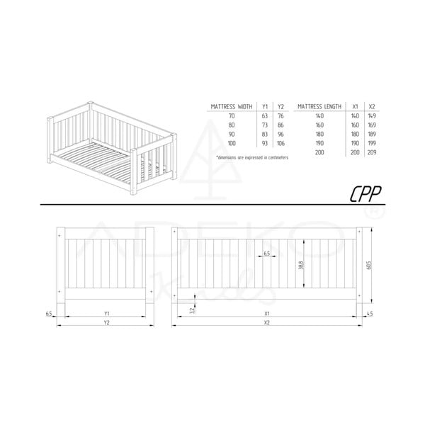 Детско легло от борова дървесина в естествен цвят 80x200 cm CPP - Adeko-image-3
