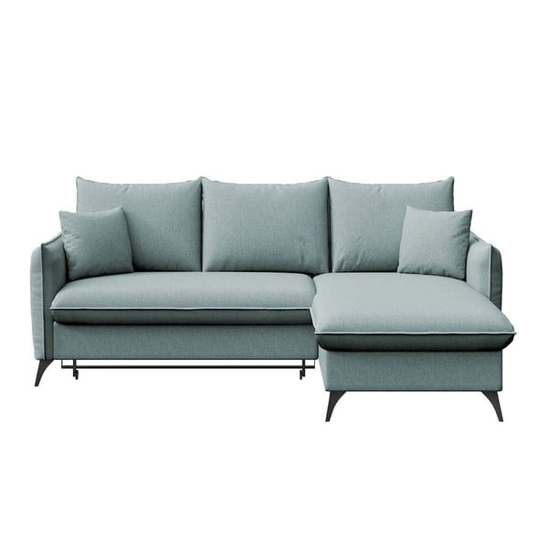 Светлосин разтегателен ъглов диван с място за съхранение (десен ъгъл) Brim – Rodier