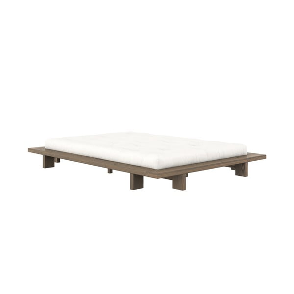 Кафяво двойно легло от борова дървесина с решетка 180x200 cm Japan - Karup Design