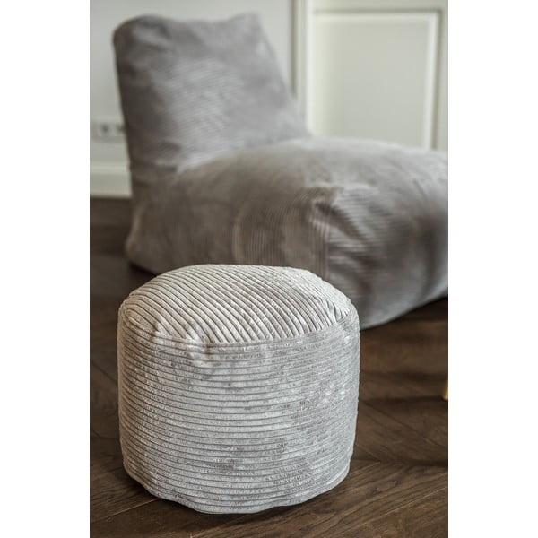 Светлосив пуф от рипсено кадифе Mini – SLOWDOWN-image-4