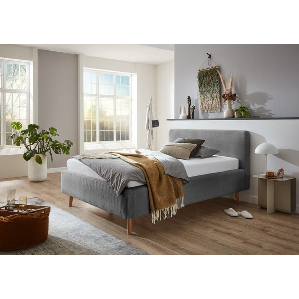 Сиво единично легло 120x200 cm тапицирано без ламелно дъно Mattis – Meise Möbel-image-1