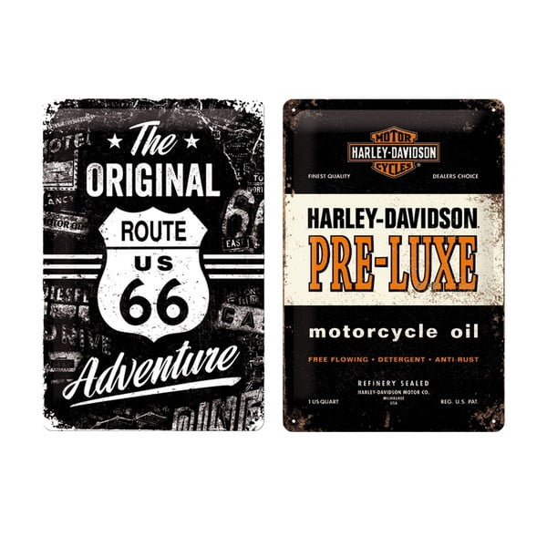 Комплект от 2 табели от ламарина Harley, 20x30 cm - Postershop