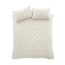 Кремаво удължено спално бельо за двойно легло 230x220 cm Cosy Checkerboard - Catherine Lansfield
