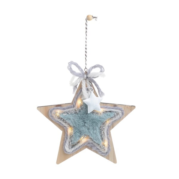 Коледна дървена светлинна украса във формата на звезда Меган - InArt