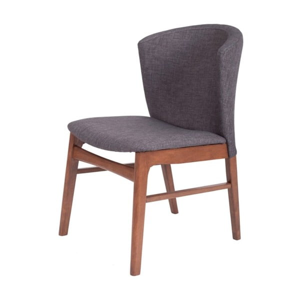 Комплект от 2 тъмно сиви трапезни стола с тъмнокафяви крака от каучуково дърво Mara - sømcasa