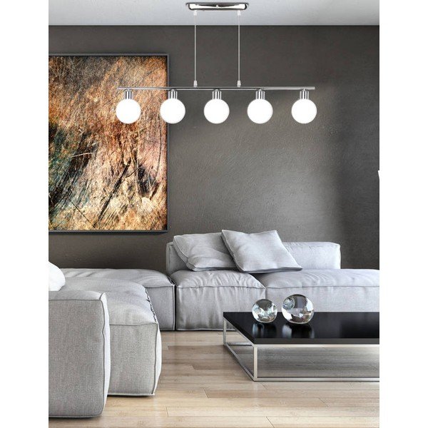 Висяща лампа в сребристо със стъклен абажур 10x82 cm Oden - Candellux Lighting-image-3
