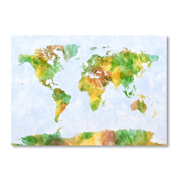 Plakát s pestrobarevnou mapou světa Americanflat World, 60 x 42 cm