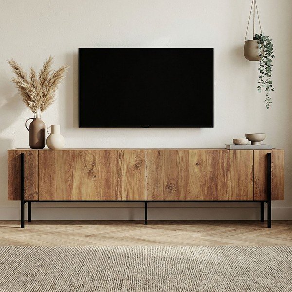 Маса за телевизор от декор от бор в естествен цвят 180x45x30 cm Nexus – Kalune Design-image-3
