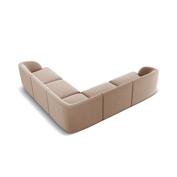 Бежов кадифен ъглов диван Miley - Micadoni Home-image-3