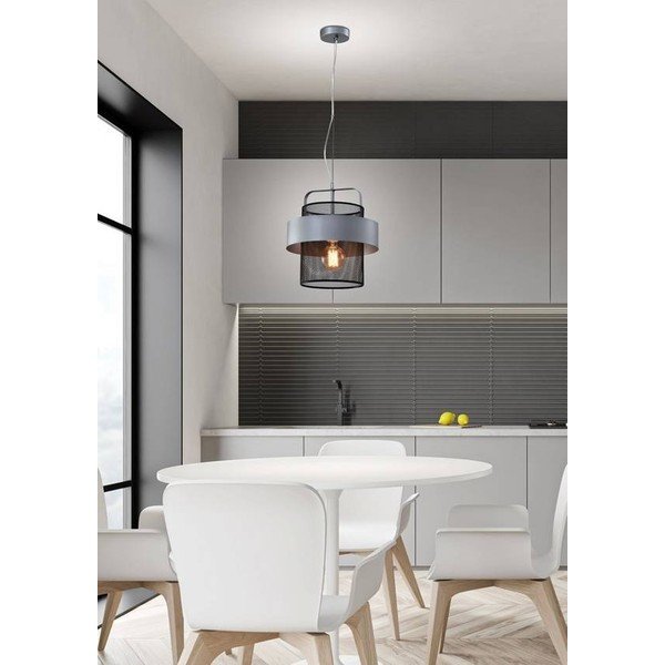 Метална висяща лампа в черно и сребристо ø 30 cm Fiba - Candellux Lighting-image-1