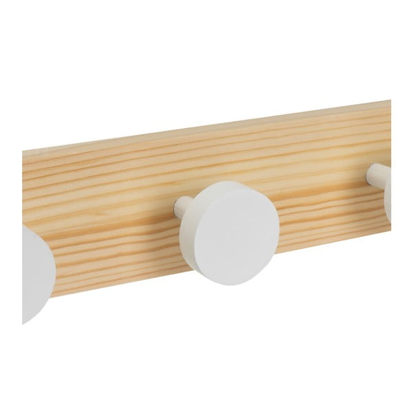 Стенна закачалка от масивен бор в бял и естествен цвят 40 cm Anillos – Casa Selección-image-2