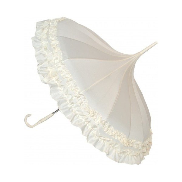 Krémový holový deštník Furbelows, ⌀ 95 cm