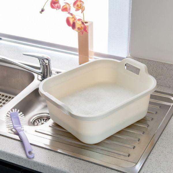 Кремав пластмасов леген с две дръжки , 39 x 32 x 14 cm - Addis-image-1