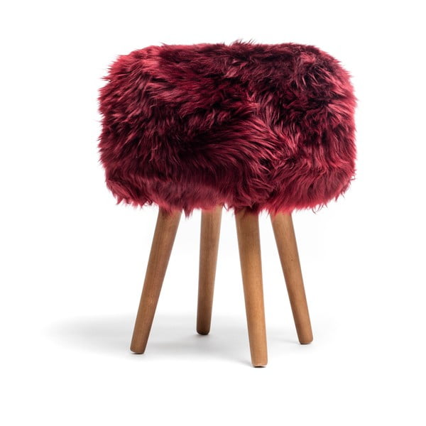 Стол с червена седалка от овча кожа , ⌀ 30 cm - Royal Dream