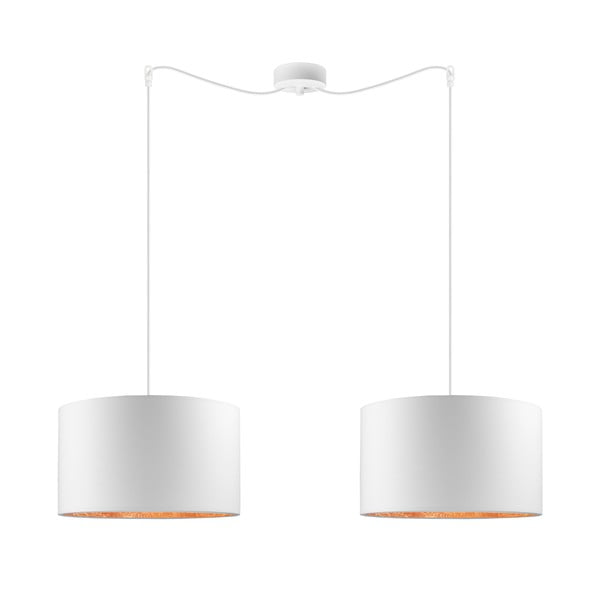 Бяла двураменна висяща лампа с бронзови детайли Elementary, ⌀ 36 cm Mika - Sotto Luce