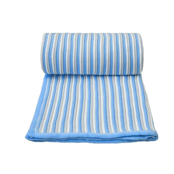 Синьо и бяло плетено бебешко одеяло със съдържание на памук , 80 x 100 cm Spring - T-TOMI